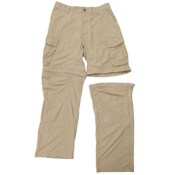 Rei Co-op Convertible Cargo Pants Mens 38x29 Beige Straight Side Zip Outdoor - Picture 3 of 11